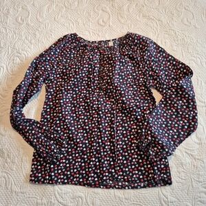 Okaidi girls size 14 years long sleeve heart design blouse button front & cuff